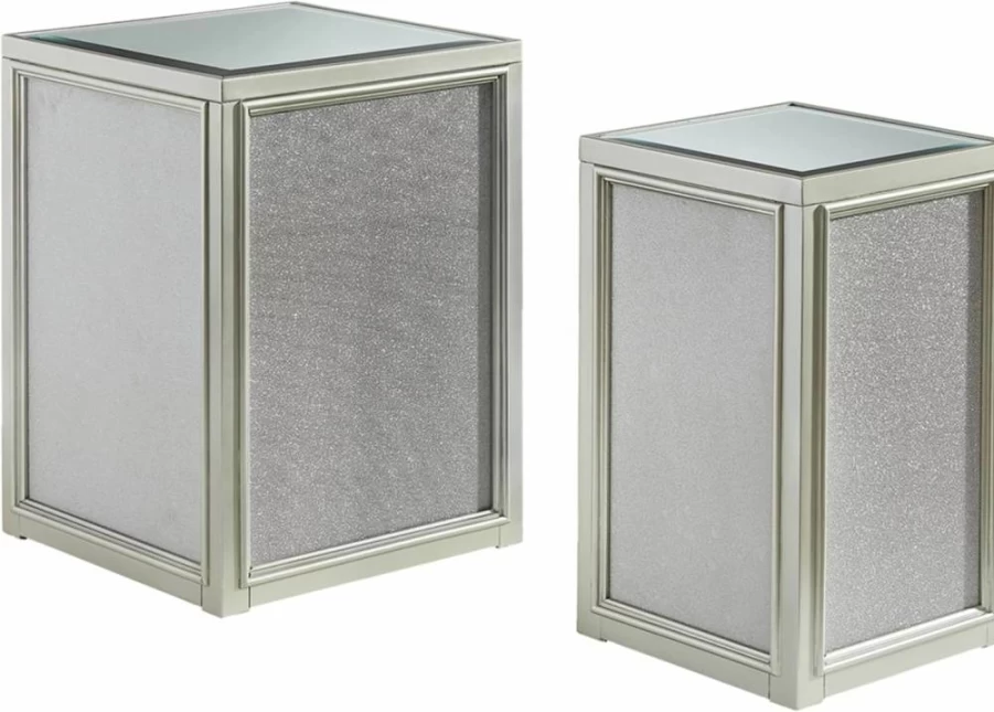 Signature Design by Ashley Traleena Silver Nesting End Tables - Set of 2, Glam Style