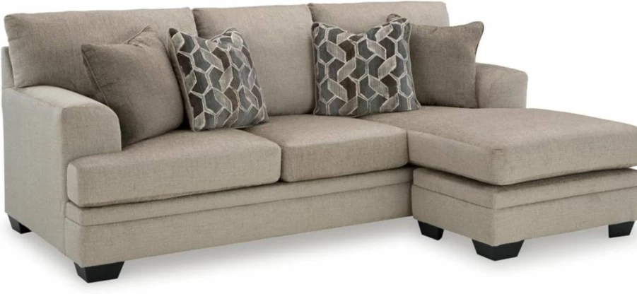 Signature Design by Ashley Stonemeade Light Brown Right-Arm Facing Chaise Sofa with 4 Decorative Pillows, Casual Living Room Furniture