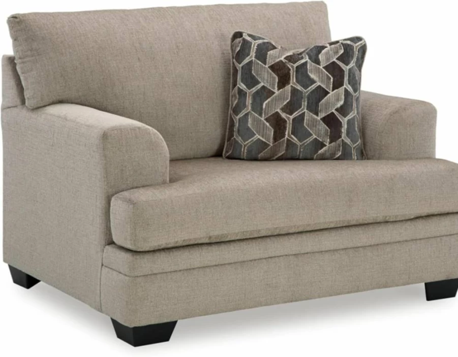 Signature Design by Ashley Stonemeade Oversized Upholstered Chair with Reversible Cushion, Track Arms & Pillow - Gray Modern Living Room Seating
