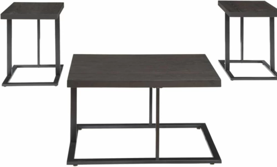 Signature Design by Ashley Airdon Urban 3-Piece Coffee Table Set with 2 End Tables - Modern Brown Occasional Living Room Furniture