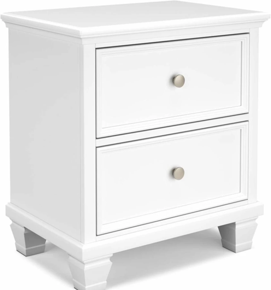 Signature Design by Ashley Fortman White Traditional 2-Drawer Nightstand Bedside Table
