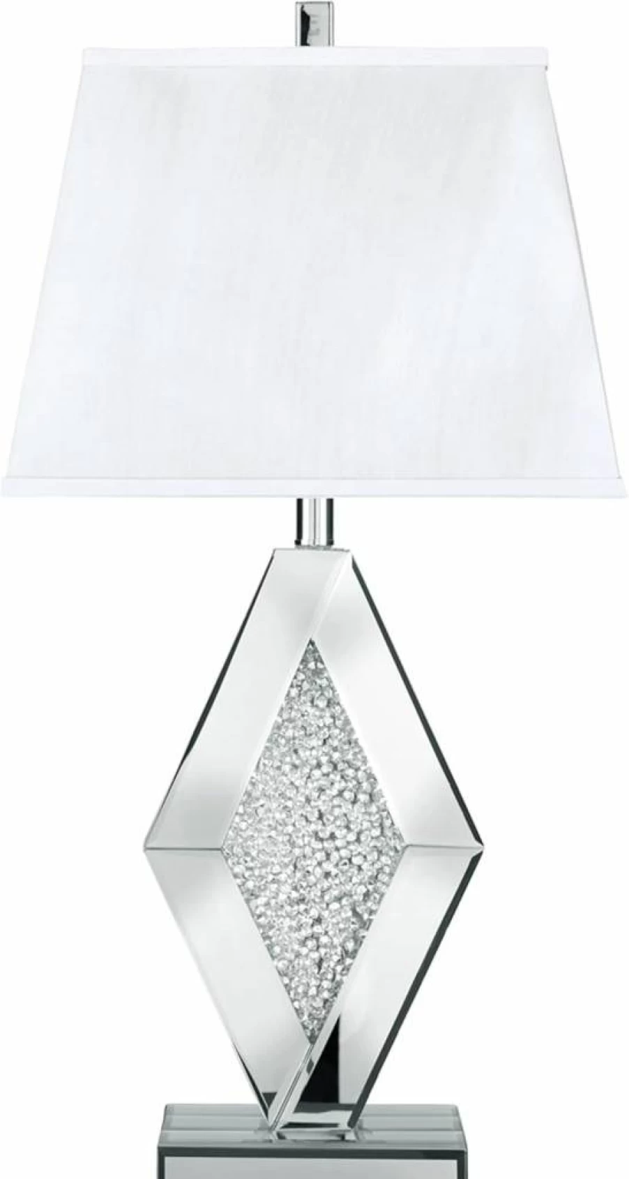 Signature Design by Ashley Prunella 30" Silver Crystal Bead Table Lamp with Mirrored Glass - Glam Decor Lighting