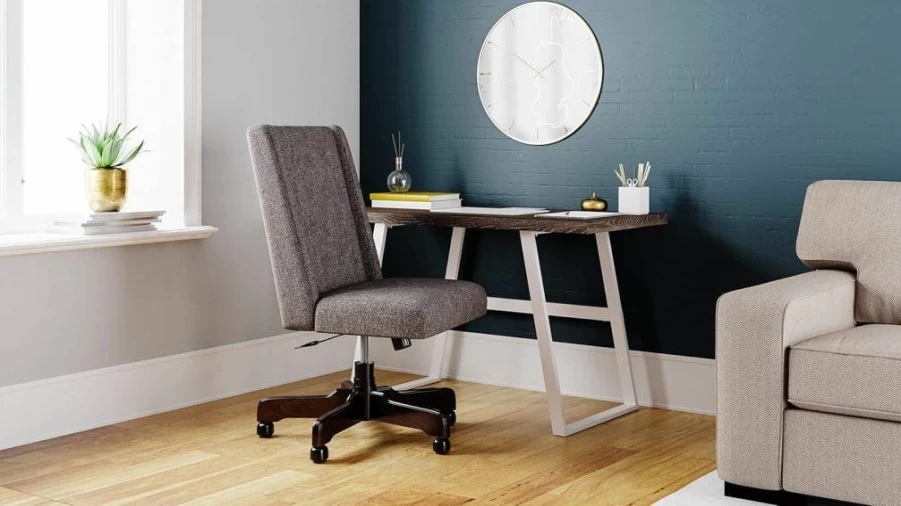 Signature Design by Ashley Dorrinson 47" Modern Farmhouse Writing Desk for Home Office, Gray & White Finish