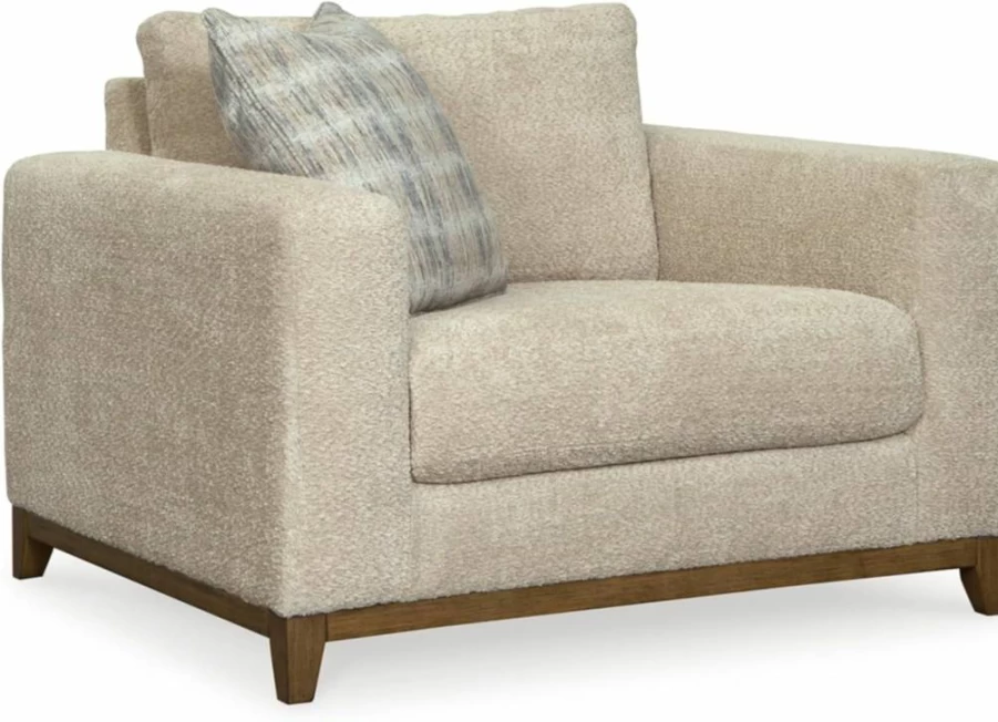 Signature Design by Ashley Parklynn Oversized Upholstered Chair with Accent Pillow, Beige Classic Comfort Living Room Seating
