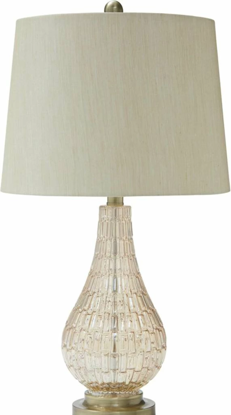Signature Design by Ashley Latoya 25-Inch Champagne Curved Glass Table Lamp, Modern Contemporary Lighting
