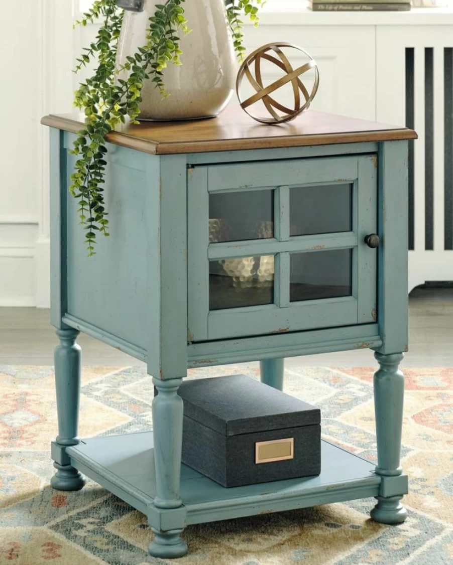 Signature Design by Ashley Mirimyn Farmhouse Gray & Brown Accent Cabinet - Rustic End Table for Living Room