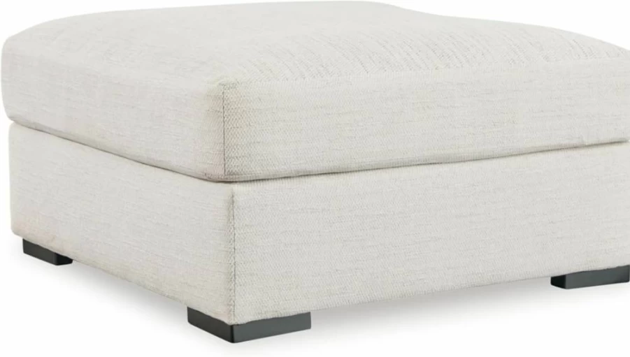 Signature Design by Ashley Oversized Beige Square Accent Ottoman - Transitional Upholstered Storage Bench