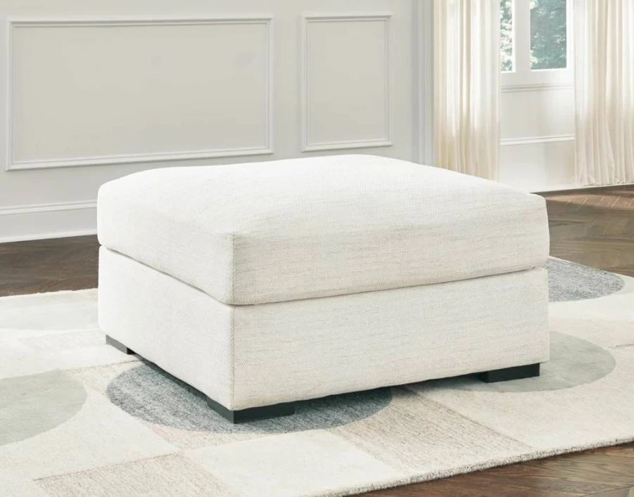 Signature Design by Ashley Oversized Beige Square Accent Ottoman - Transitional Upholstered Storage Bench