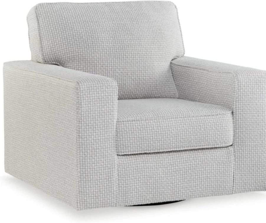Signature Design by Ashley Olwenburg Beige Swivel Accent Chair with Track Arms & Removable Cushions, Metal Base for Living Room