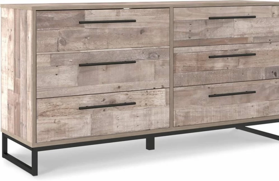 Signature Design by Ashley Neilsville 6-Drawer Dresser in Industrial Butcher Block Gray Finish