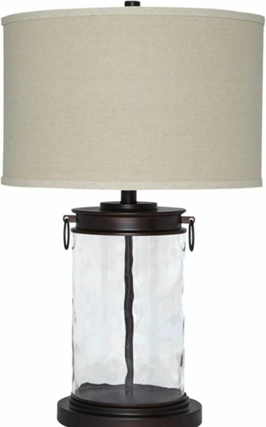 Signature Design by Ashley Tailynn Modern 25-inch Glass Table Lamp with Hardback Shade - Clear Crystal Desk Light for Living Room, Bedroom, Office