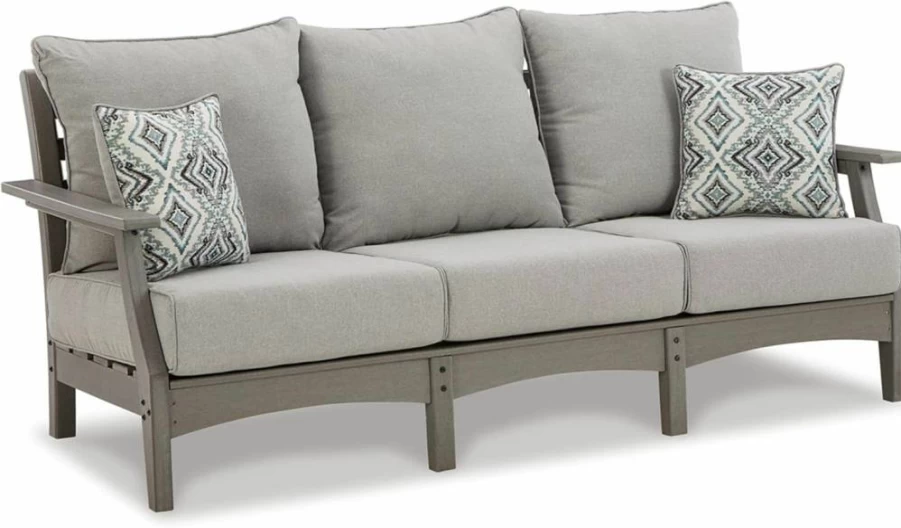 Signature Design by Ashley Visola Outdoor Dining Chair - Gray HDPE Frame with Nuvella Cushion, Weather-Resistant Patio Furniture