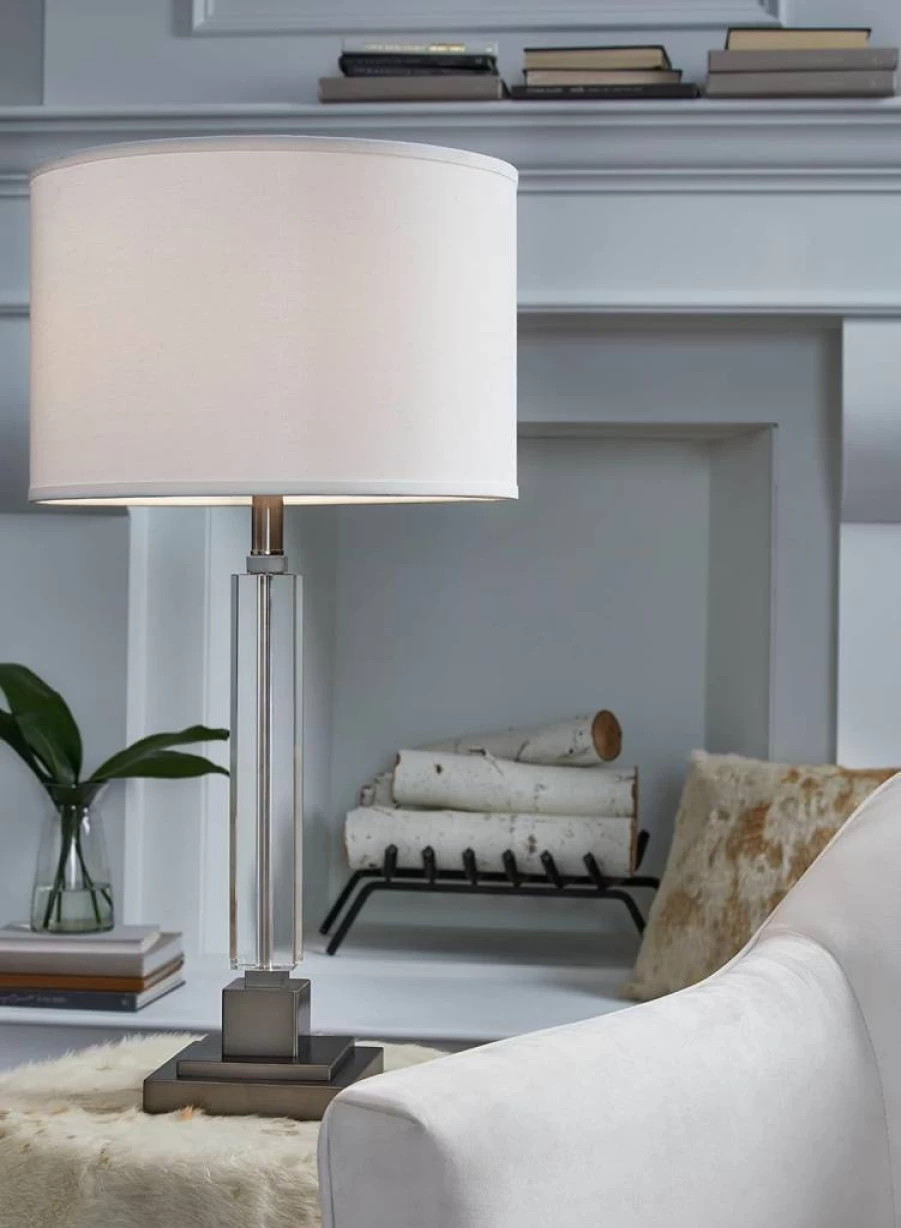 Signature Design by Ashley Deccalen Modern Crystal Table Lamp in Silver - Elegant Contemporary Lighting