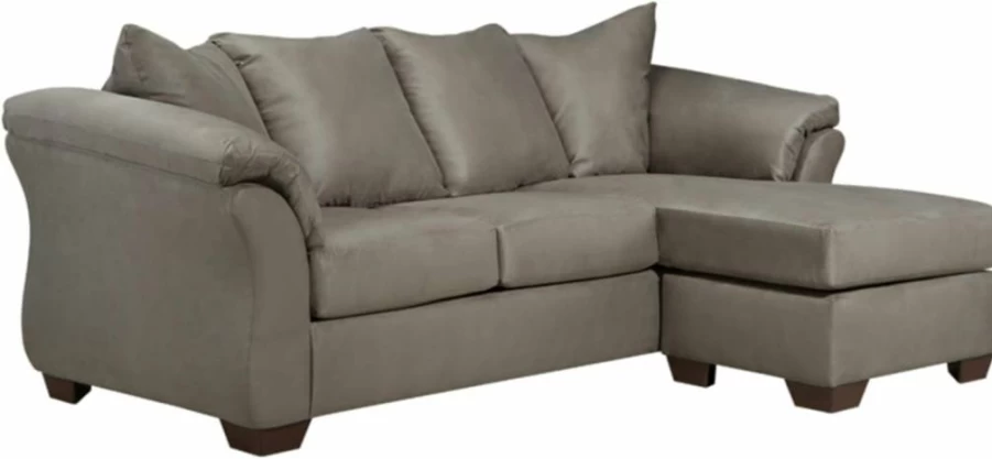 Signature Design by Ashley Darcy Convertible Chaise Sectional Sofa in Grayish Brown - Plush L-Shaped Couch for Living Room