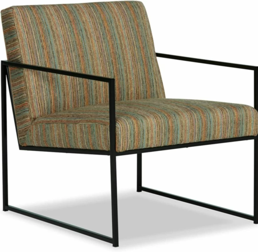 Signature Design by Ashley Aniak Modern 17" Velvet Accent Chair with Metal Frame in Blue & Black - Contemporary Upholstered Seating