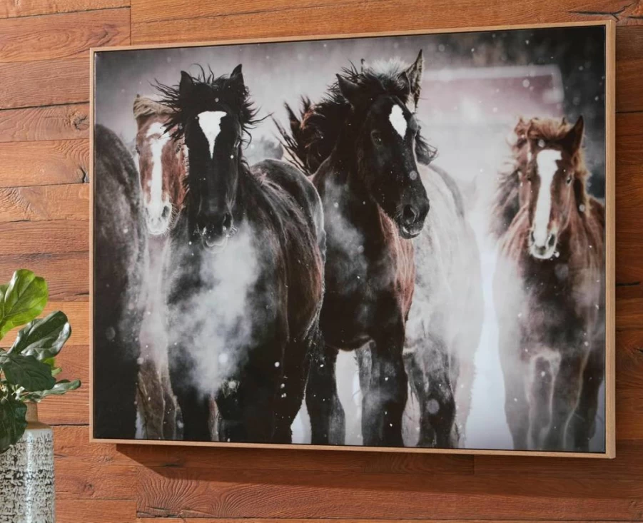 Signature Design by Ashley Chaseburn Farmhouse Animal Canvas Wall Art 48x36 Inches, Dark Brown & Black Framed Gallery Wrapped Painting