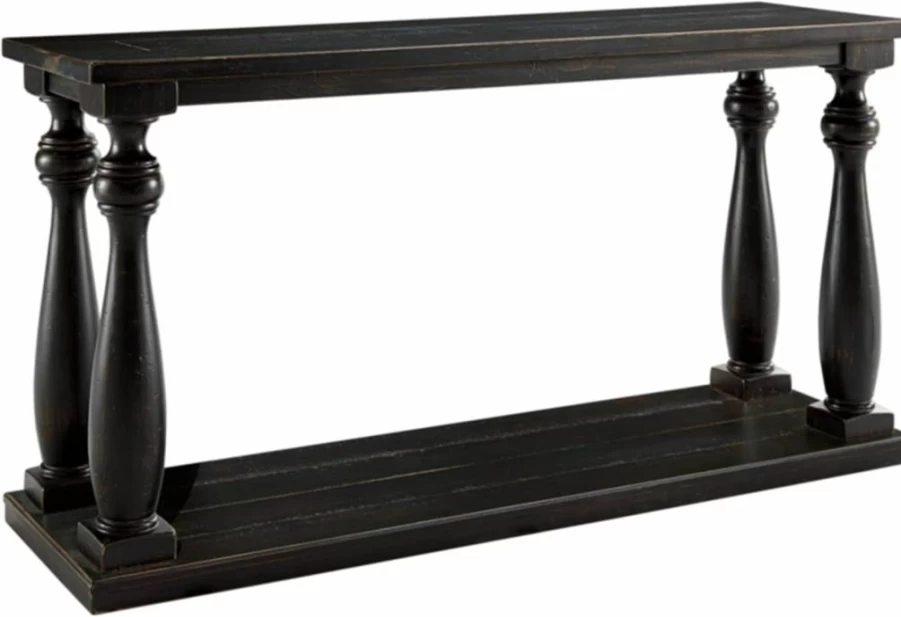 Signature Design by Ashley Mallacar Vintage Weathered Gray Sofa Console Table - Rustic Industrial Living Room Furniture