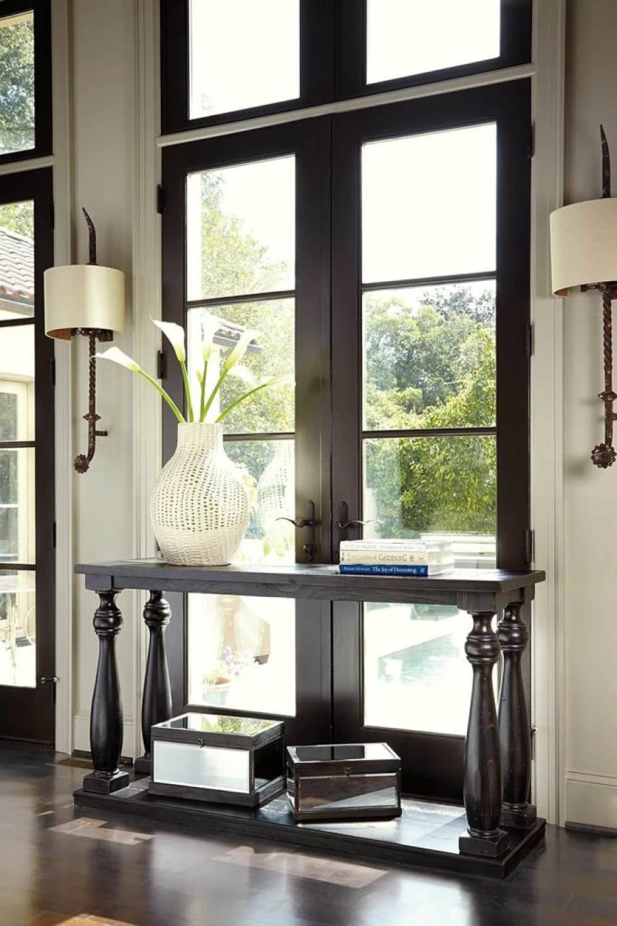 Signature Design by Ashley Mallacar Vintage Weathered Gray Sofa Console Table - Rustic Industrial Living Room Furniture