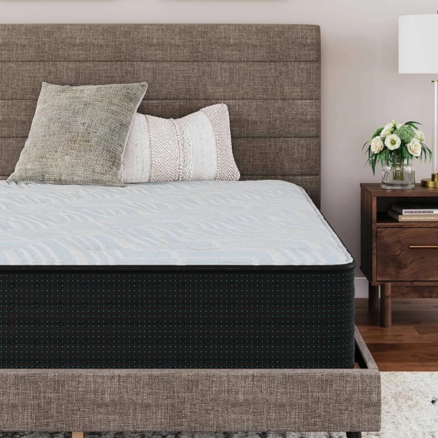 Signature Design by Ashley Queen Hybrid Mattress - 10 Inch Firm Pillowtop with Cooling Gel Memory Foam for Support & Comfort