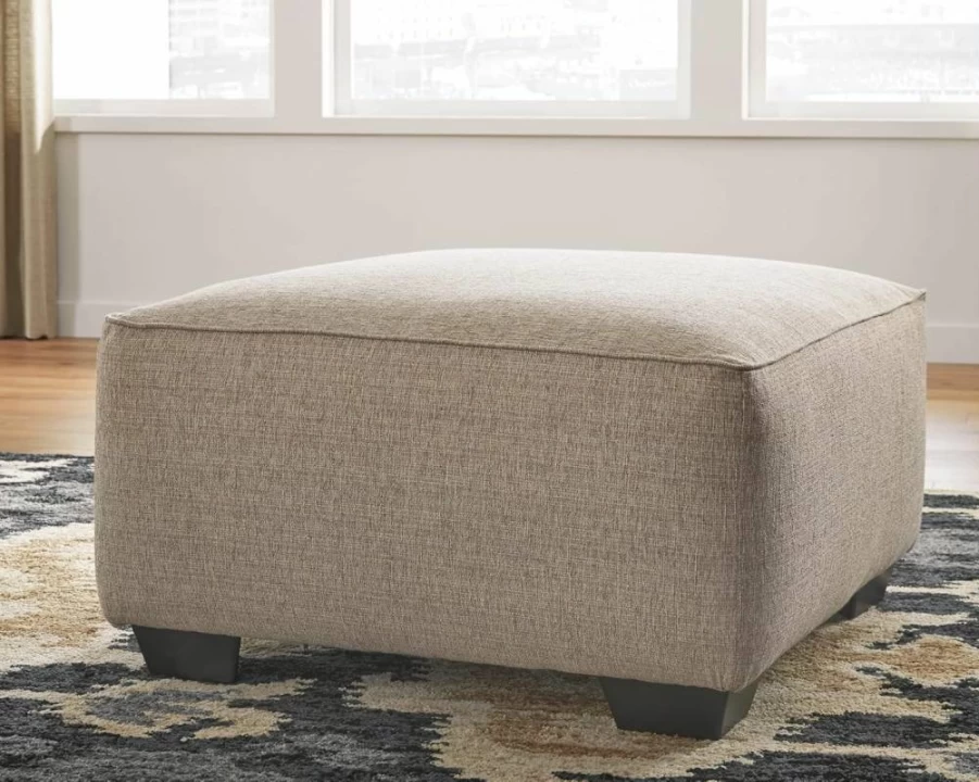 Signature Design by Ashley Baceno Oversized Square Ottoman in Beige - Traditional Style Storage Bench