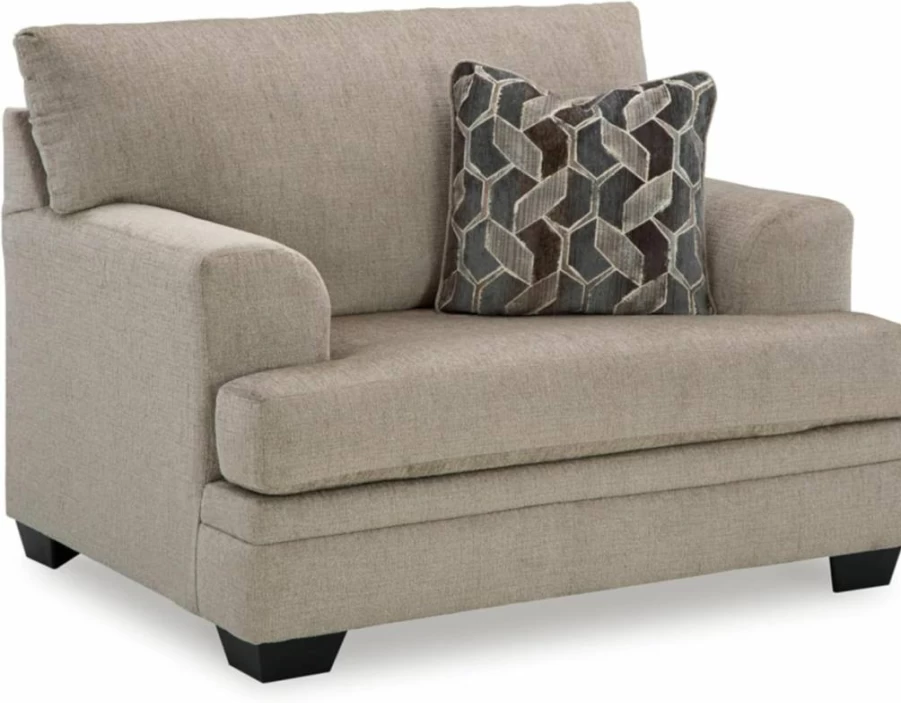 Signature Design by Ashley Stonemeade Oversized Upholstered Chair with Pillow, Light Brown Casual Living Room Seating