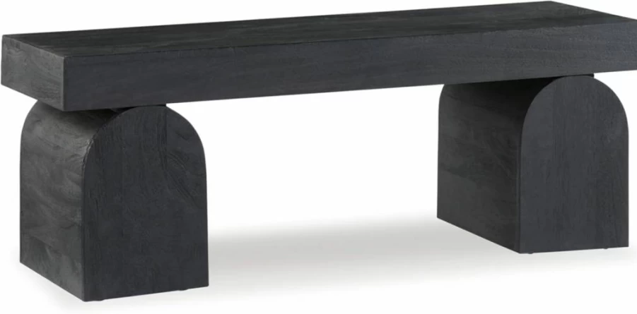 Signature Design by Ashley Holgrove Modern Accent Bench - Black Contemporary Entryway Bench with Oversized Legs for Living Room or Home Office
