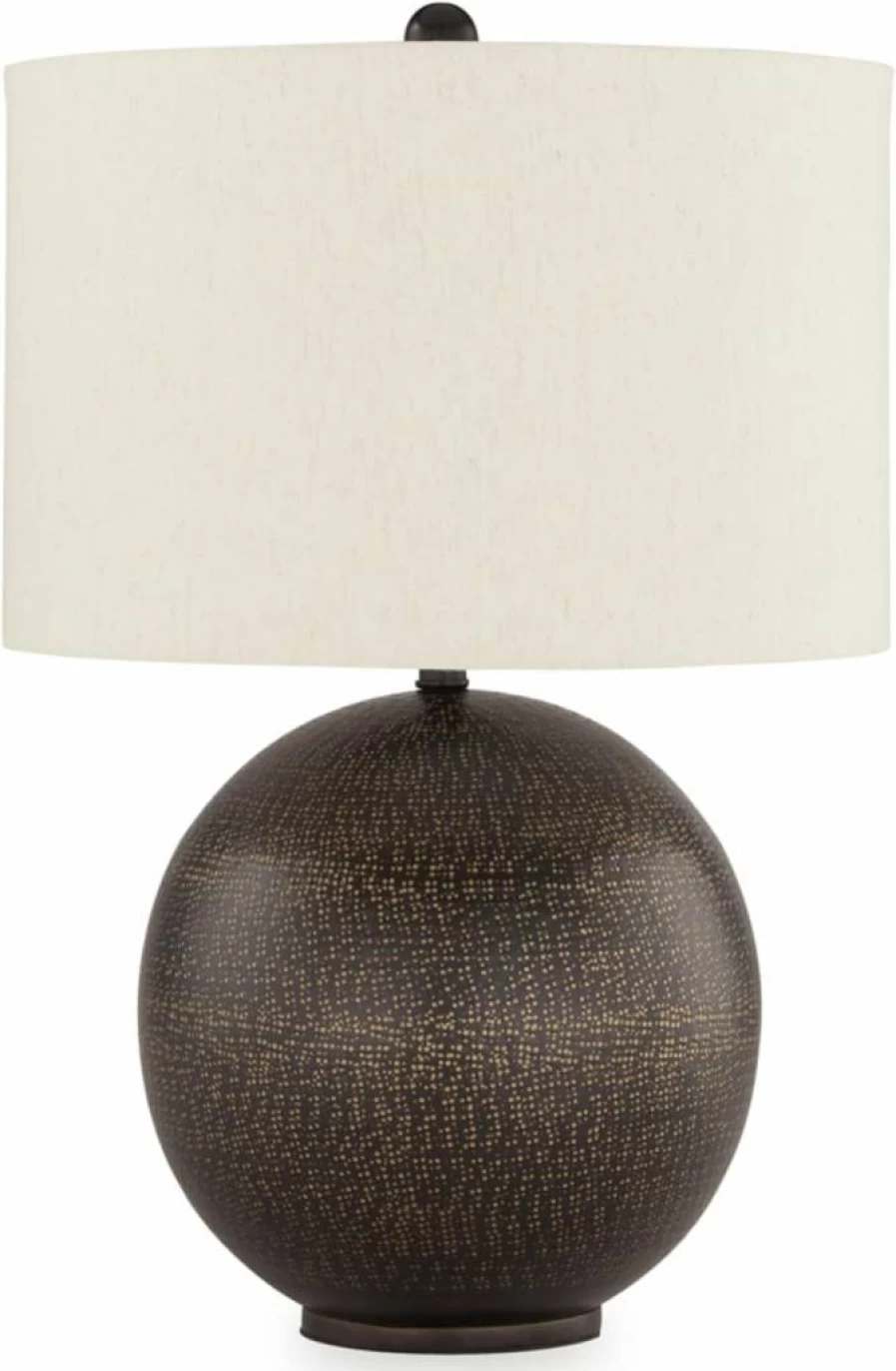 Signature Design by Ashley Hambell Industrial Metal Table Lamp - 3-Way Switch, Black & Metallic Finish, Modern Desk Lighting