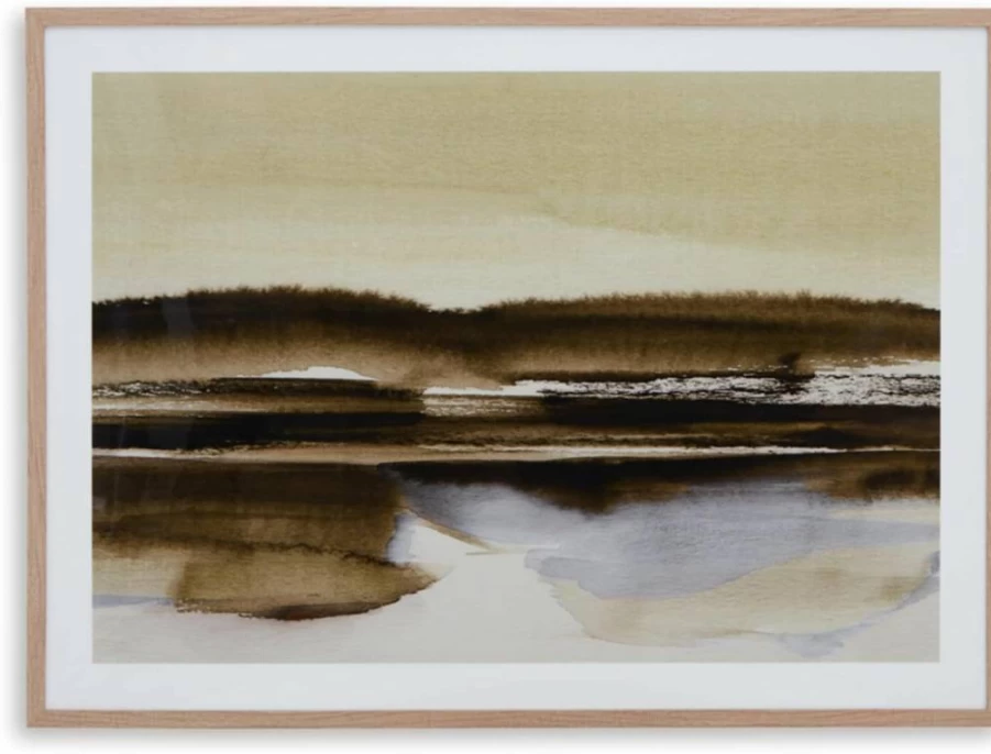 Signature Design by Ashley Hurrbrook Contemporary Framed Wall Art 40x30 Inches, Dark Brown & Green Nature-Themed Rectangle Painting