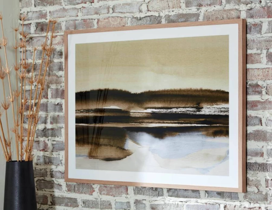 Signature Design by Ashley Hurrbrook Contemporary Framed Wall Art 40x30 Inches, Dark Brown & Green Nature-Themed Rectangle Painting