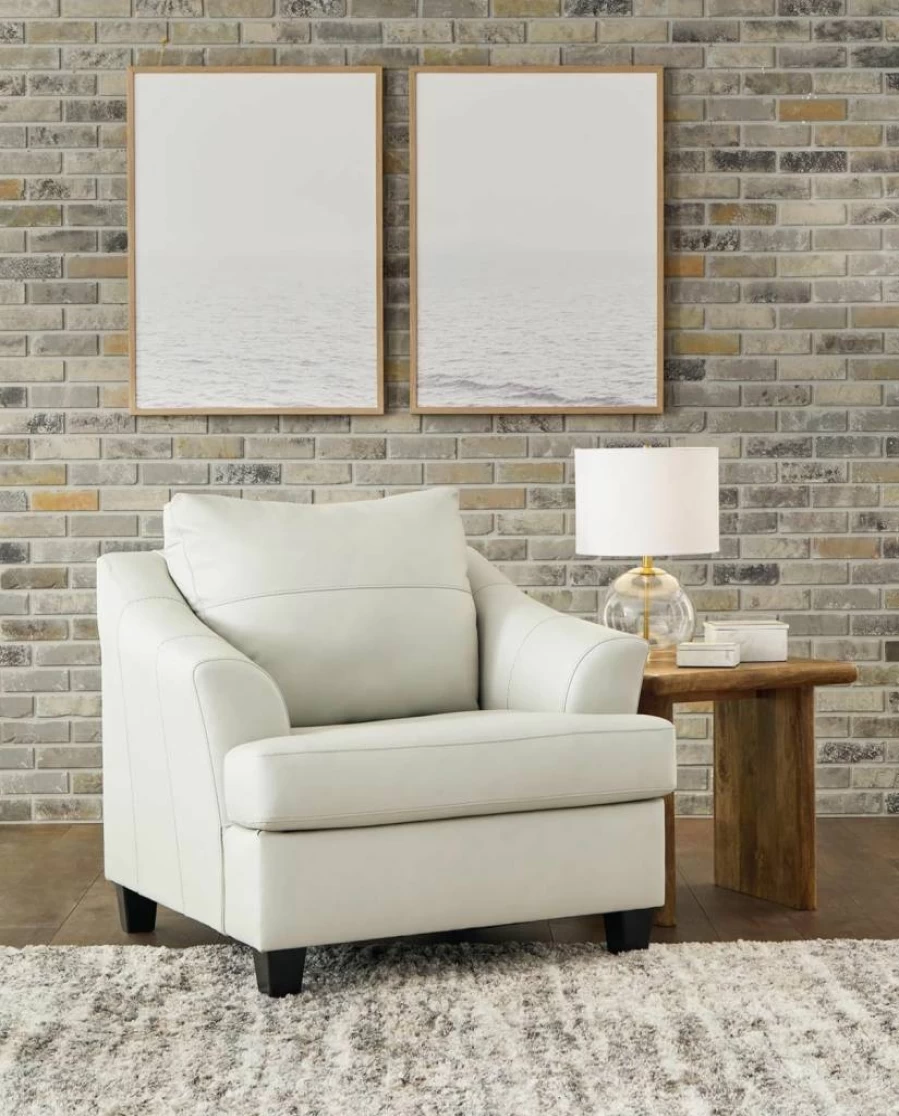 Signature Design by Ashley Genoa Contemporary Oversized Leather Match Chair in Gray - Modern Upholstered Living Room Seating