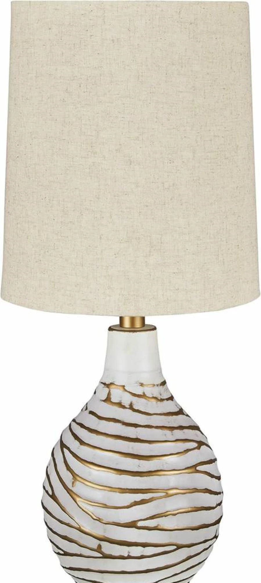 Signature Design by Ashley Aleela 22.25" White & Gold Textured Linear Table Lamp - Modern Home Decor Lighting