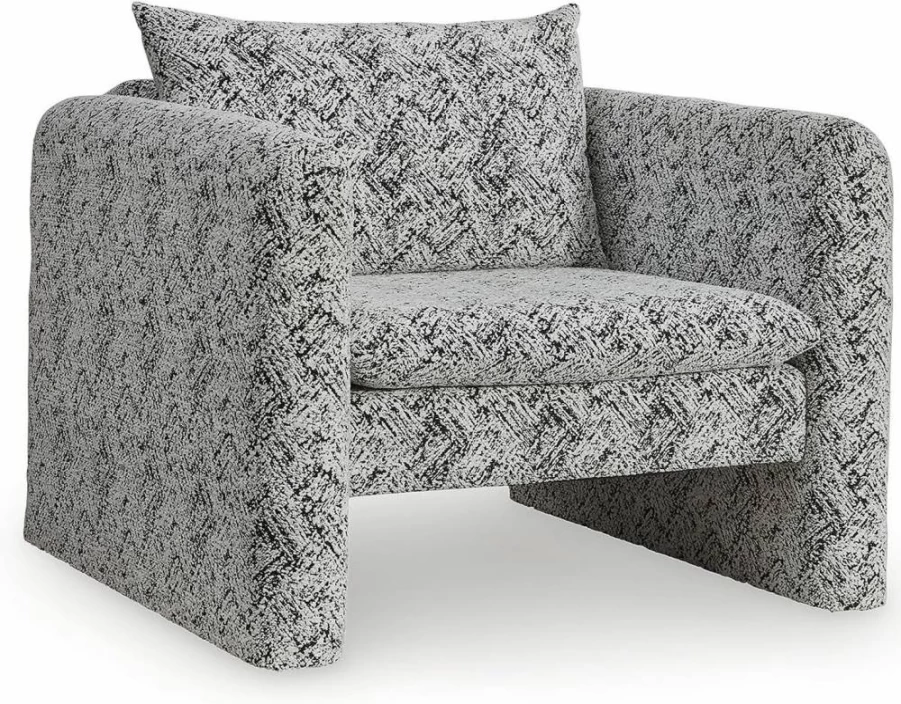 Signature Design by Ashley Kenbell Modern Accent Chair - Black & White Geometric Pattern with Removable Cushions