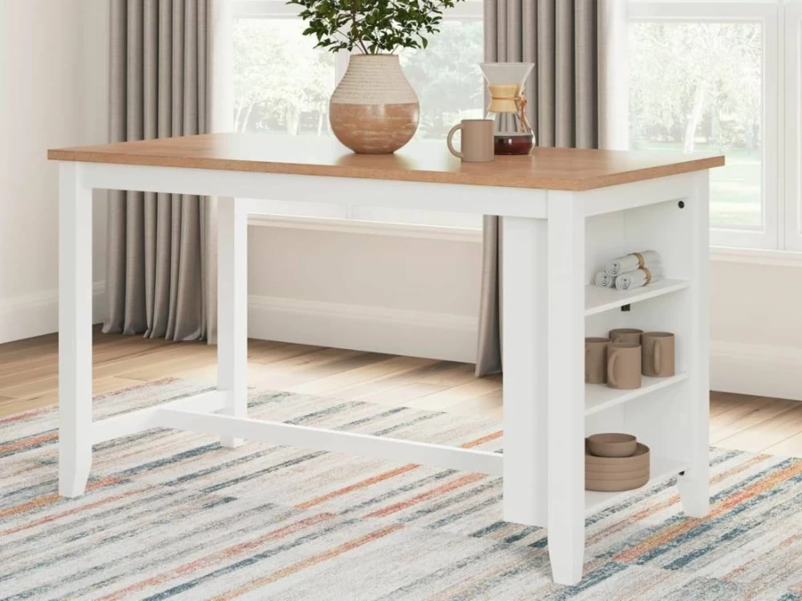 Signature Design by Ashley Caitbrook Rustic Dark Gray Counter Height Dining Table with Storage