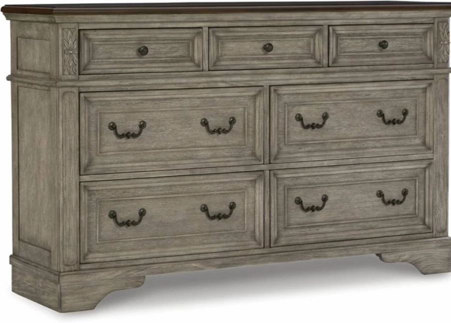Signature Design by Ashley Londenbay 7-Drawer Farmhouse Dresser in Brown & Gray - Classic Rustic Bedroom Furniture