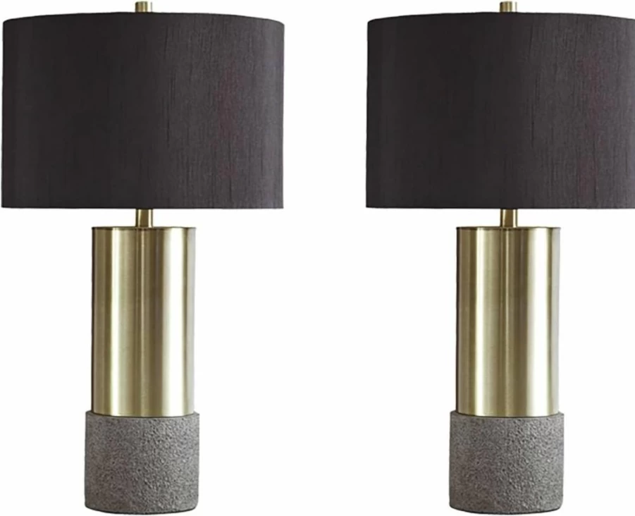 Signature Design by Ashley Steuben 25" White Ceramic Table Lamp Set of 2, Textured Finish