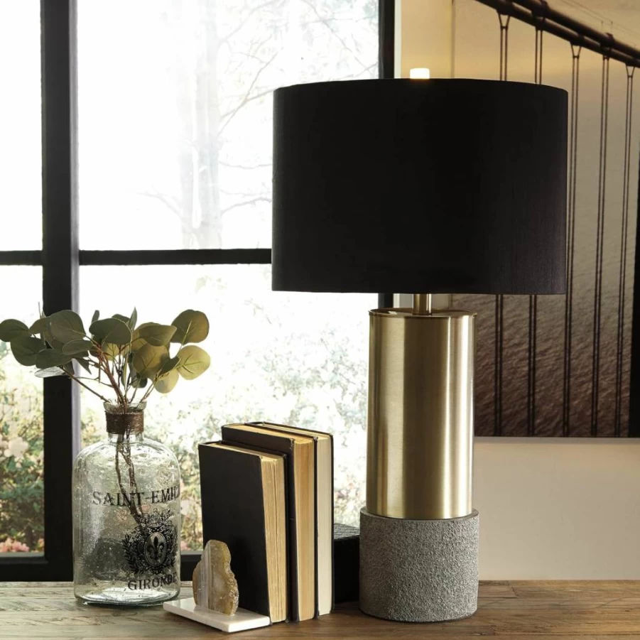 Signature Design by Ashley Steuben 25" White Ceramic Table Lamp Set of 2, Textured Finish