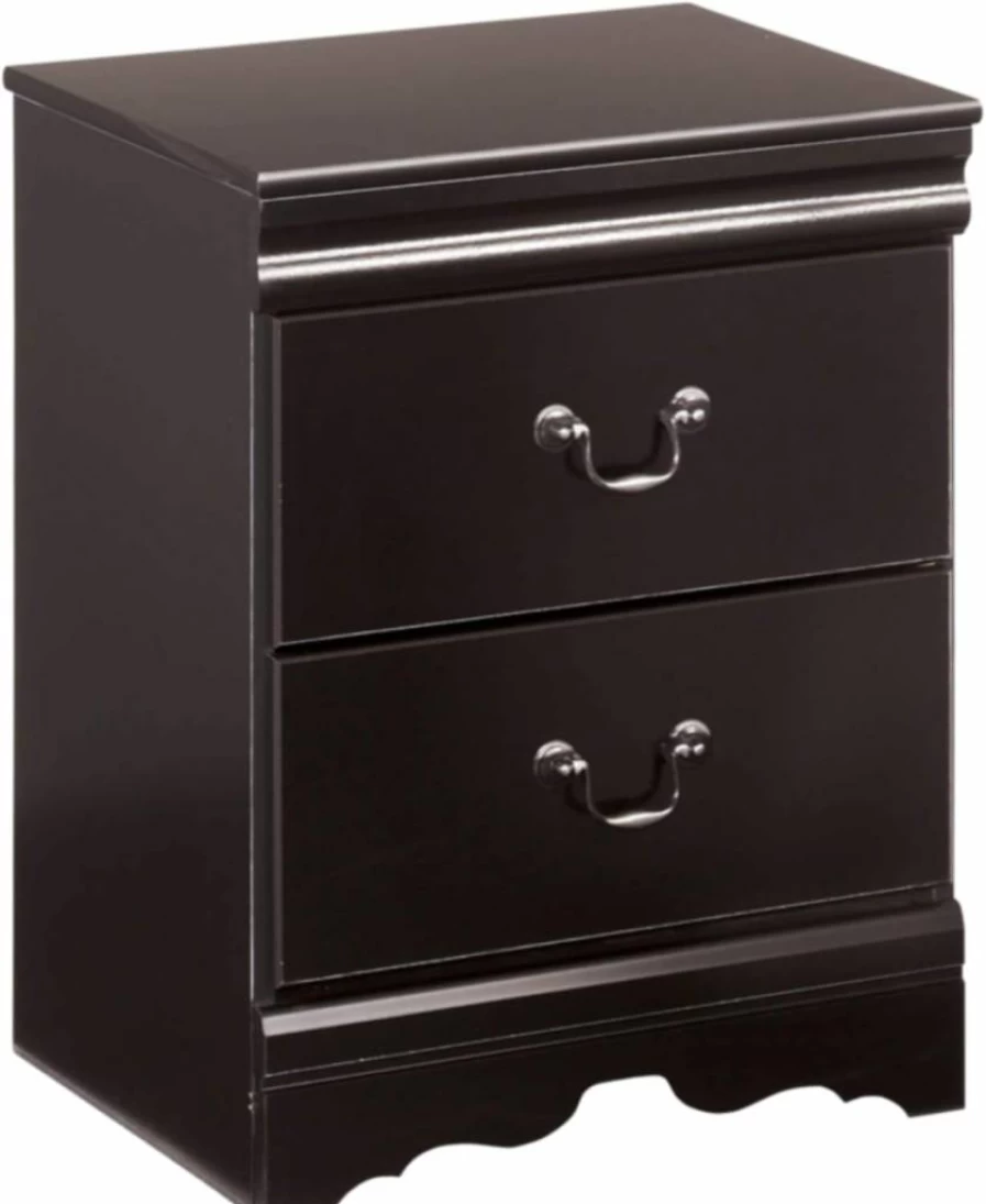 Signature Design by Ashley Huey Vineyard Traditional Nightstand - 2 Drawer Bedside Table, 24.45 Inch Height, Black Finish