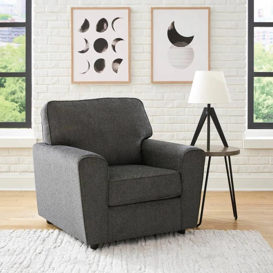 Signature Design by Ashley Cascilla Gray Upholstered Casual Chair - Rectangular Accent Chair for Living Room