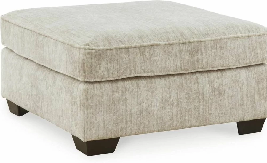 Signature Design by Ashley Lonoke Modern Firm Cushioned Rectangular Storage Ottoman in Tan & Beige
