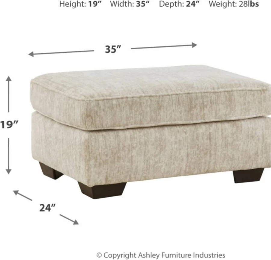 Signature Design by Ashley Lonoke Modern Firm Cushioned Rectangular Storage Ottoman in Tan & Beige