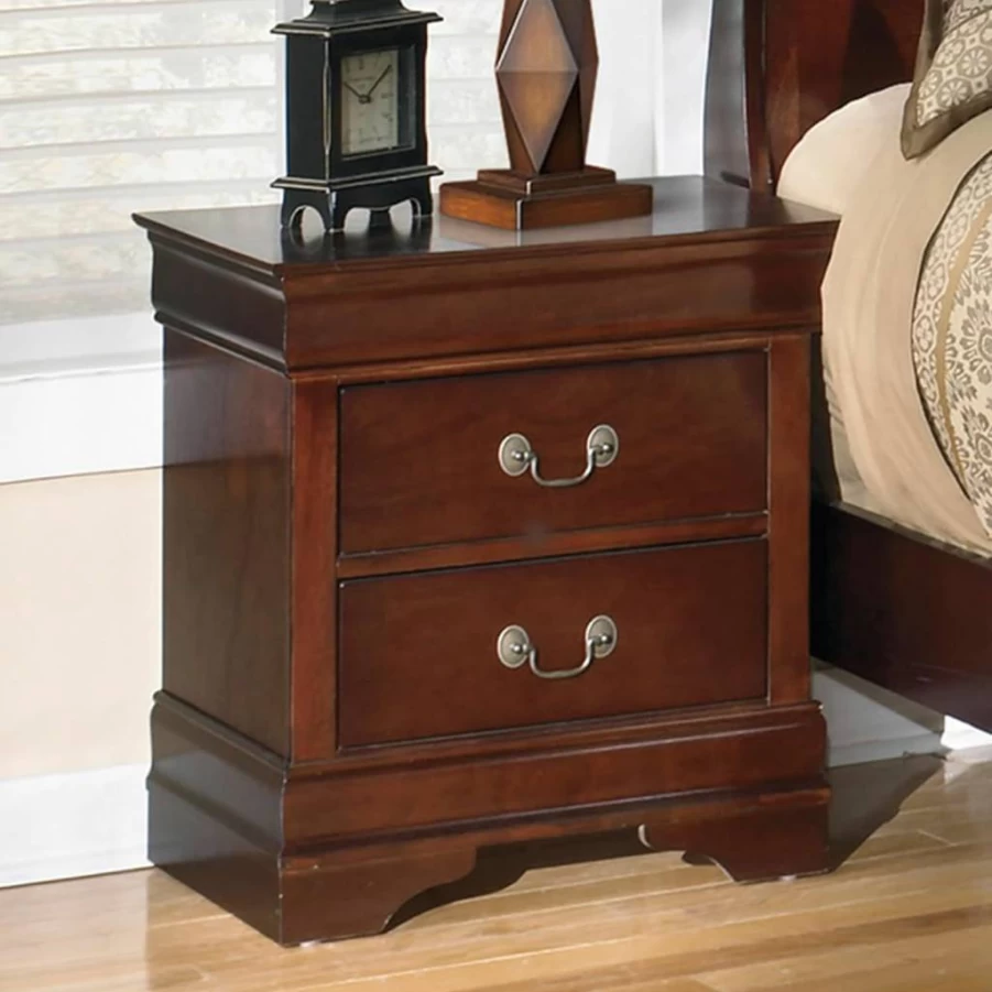 Signature Design by Ashley Alisdair Nightstand - Traditional 2-Drawer Bedside Table, Dark Brown Finish, 23.75 Inches Height
