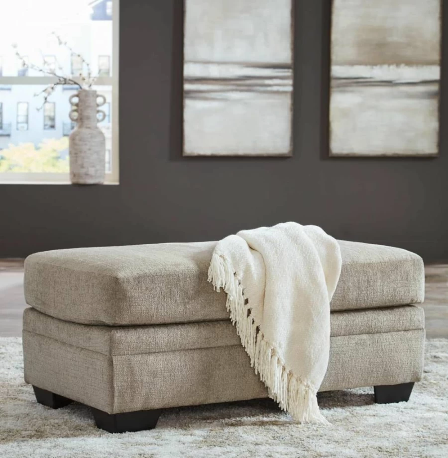 Signature Design by Ashley Stonemeade Dark Brown Contemporary Upholstered Rectangular Ottoman with Storage