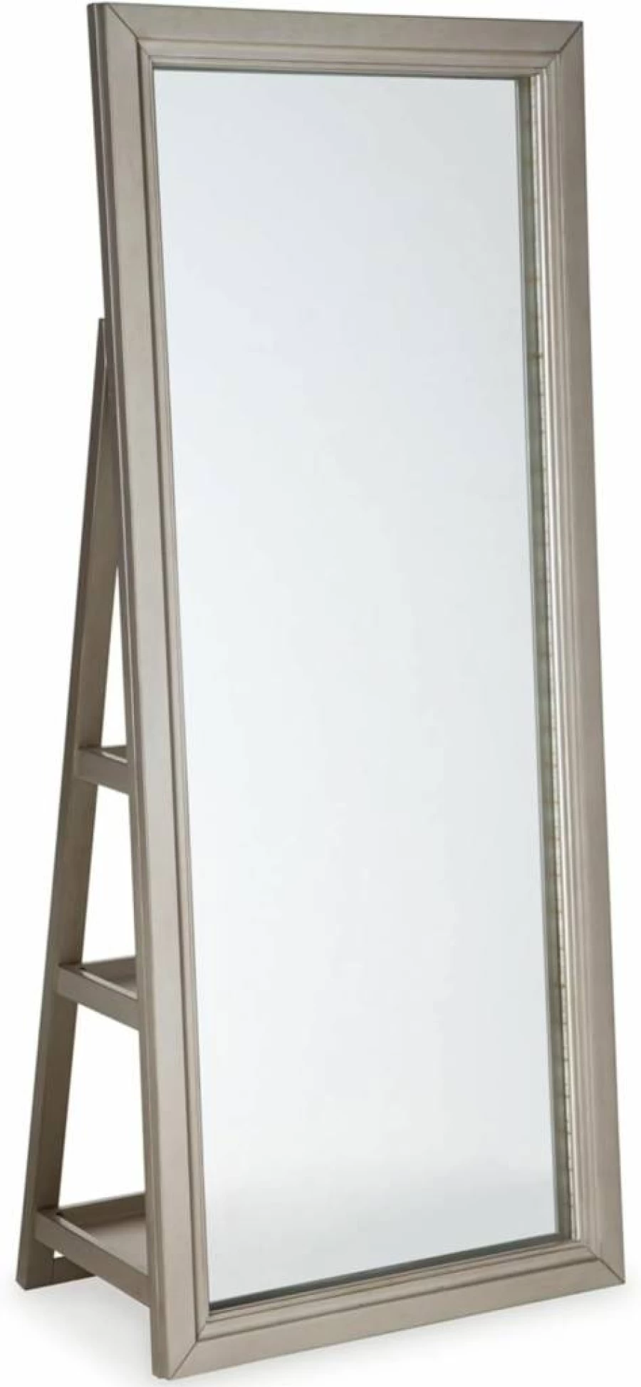 Signature Design by Ashley Evesen Full-Length Floor Mirror with LED Lights and Storage, Modern Metallic Finish