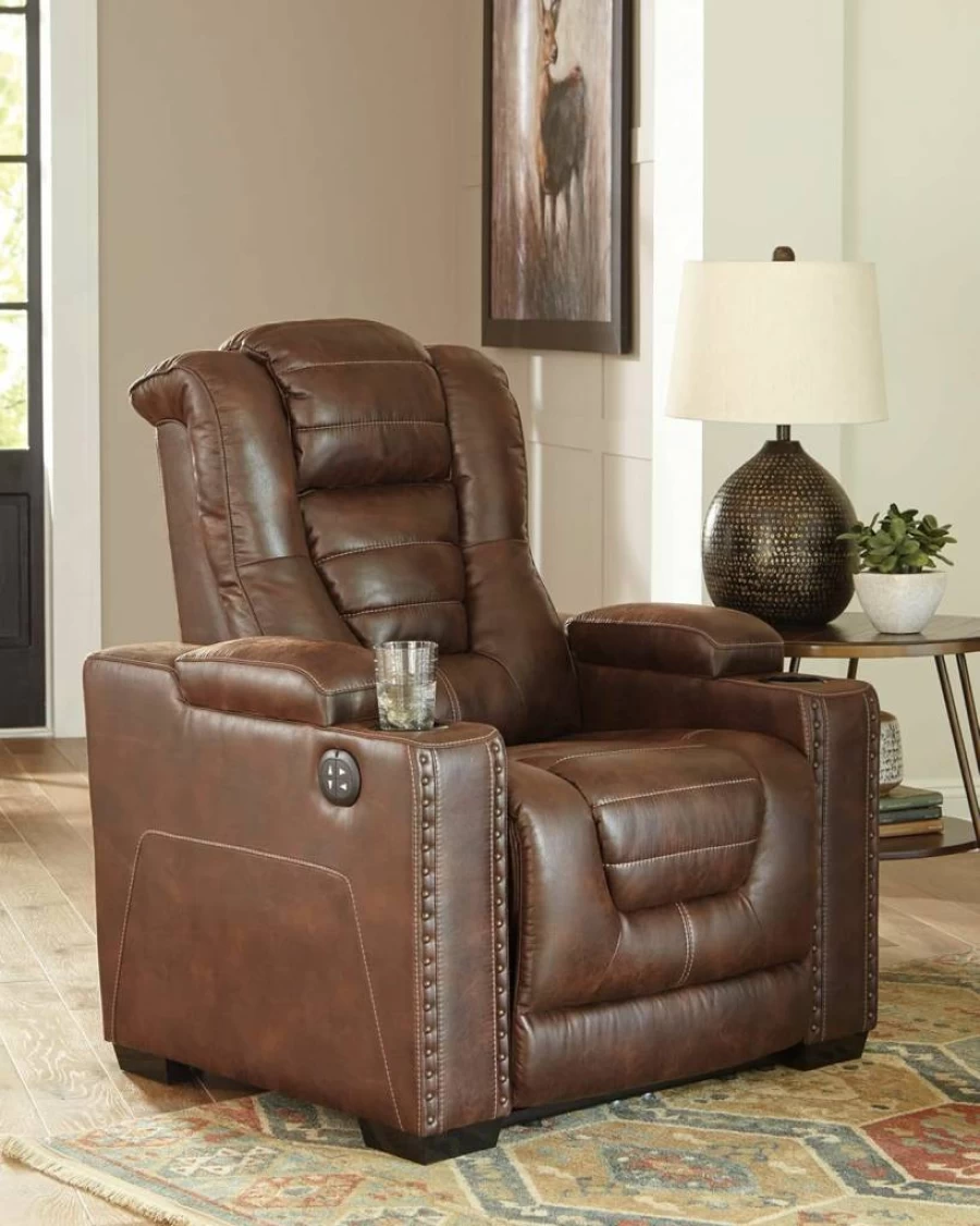 Signature Design by Ashley Next-Gen Durapella Power Recliner with Adjustable Headrest & Lumbar Support, Sand Fabric, Ergonomic Design, Comfortable Living Room Chair
