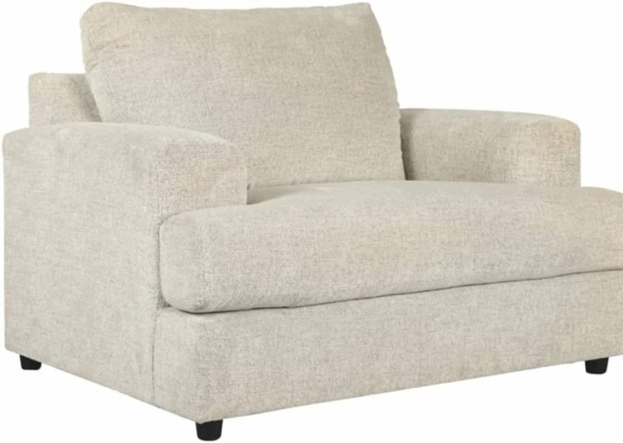 Signature Design by Ashley Soletren Contemporary Chenille Chair and a Half in Off-White - Plush Comfort for Modern Living