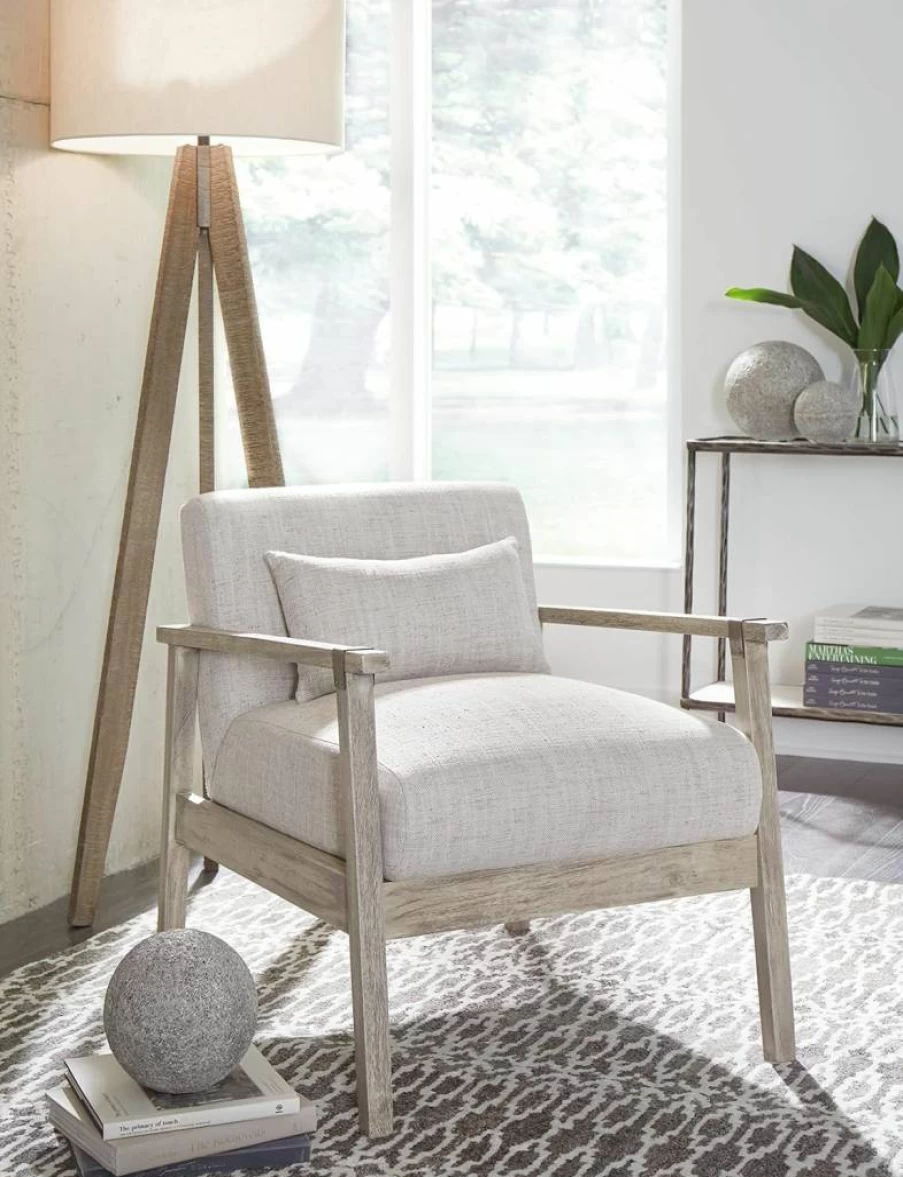 Signature Design by Ashley Daylenville Light Gray Upholstered Accent Chair with Lumbar Pillow, 19.5" Casual Comfort