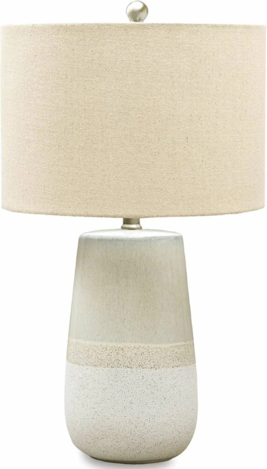 Signature Design by Ashley Shavon 27" Modern Neutral Glaze Table Lamp in Beige & White, Textured Contemporary Design