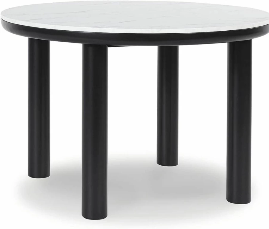 Signature Design by Ashley Xandrum Black & White Faux Marble Casual Dining Table