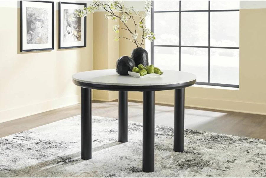 Signature Design by Ashley Xandrum Black & White Faux Marble Casual Dining Table