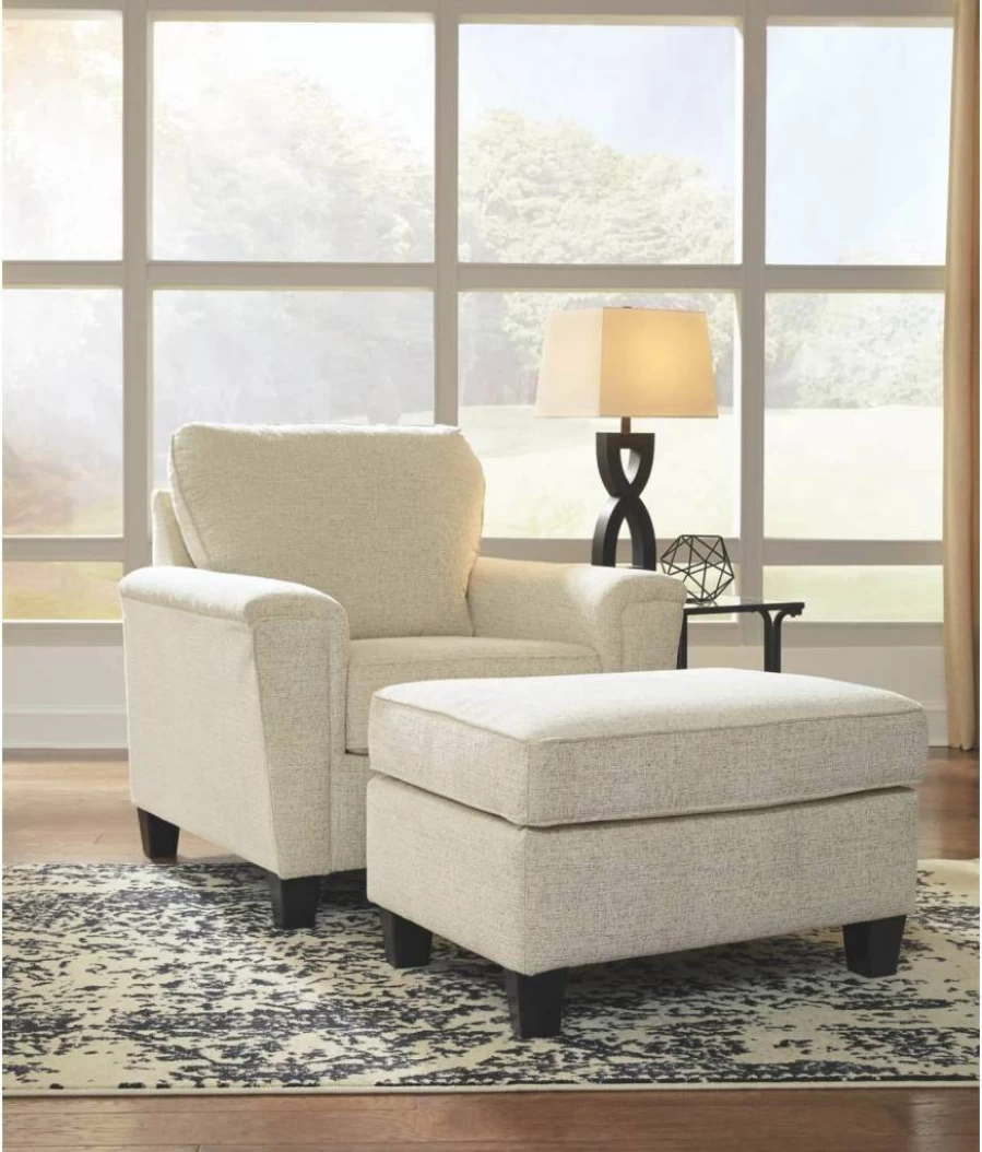 Signature Design by Ashley Abinger Modern Chenille Accent Chair in Beige - Contemporary Comfort Seating